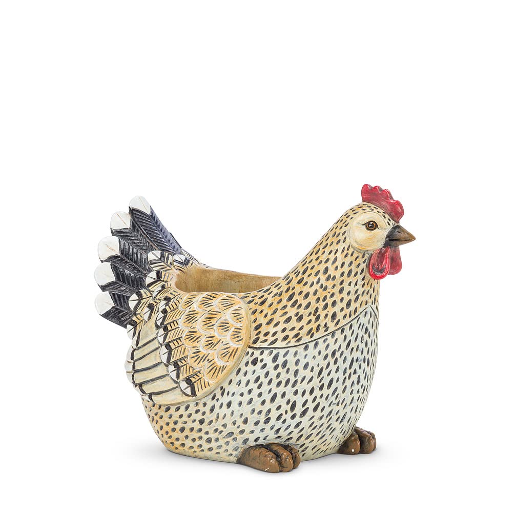 212 Main 9 in. Rooster Planter Beige & Black