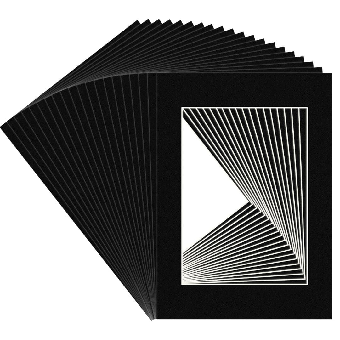 Procut Global A2 Black Picture Mounts Board to Fit A3 Aperture Size - Photo Mount Card Ideal for Prints, Artwork, Crafts & Certificates - Sizes & Colors Available - Pack of 20