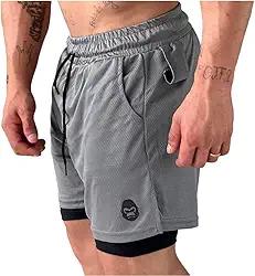 Shorts Masculino 2 em 1 Dryfit para Treino Corrida Academia Kong