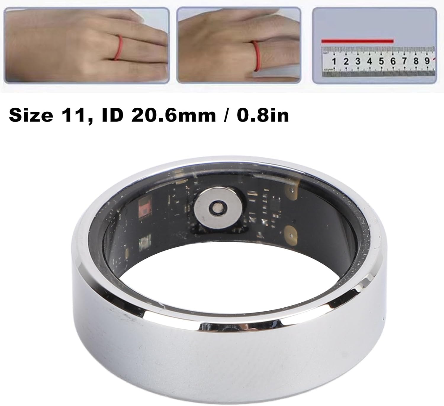 Yunseity R6 Smart Ring with size 11 measurement, ID 20.6mm