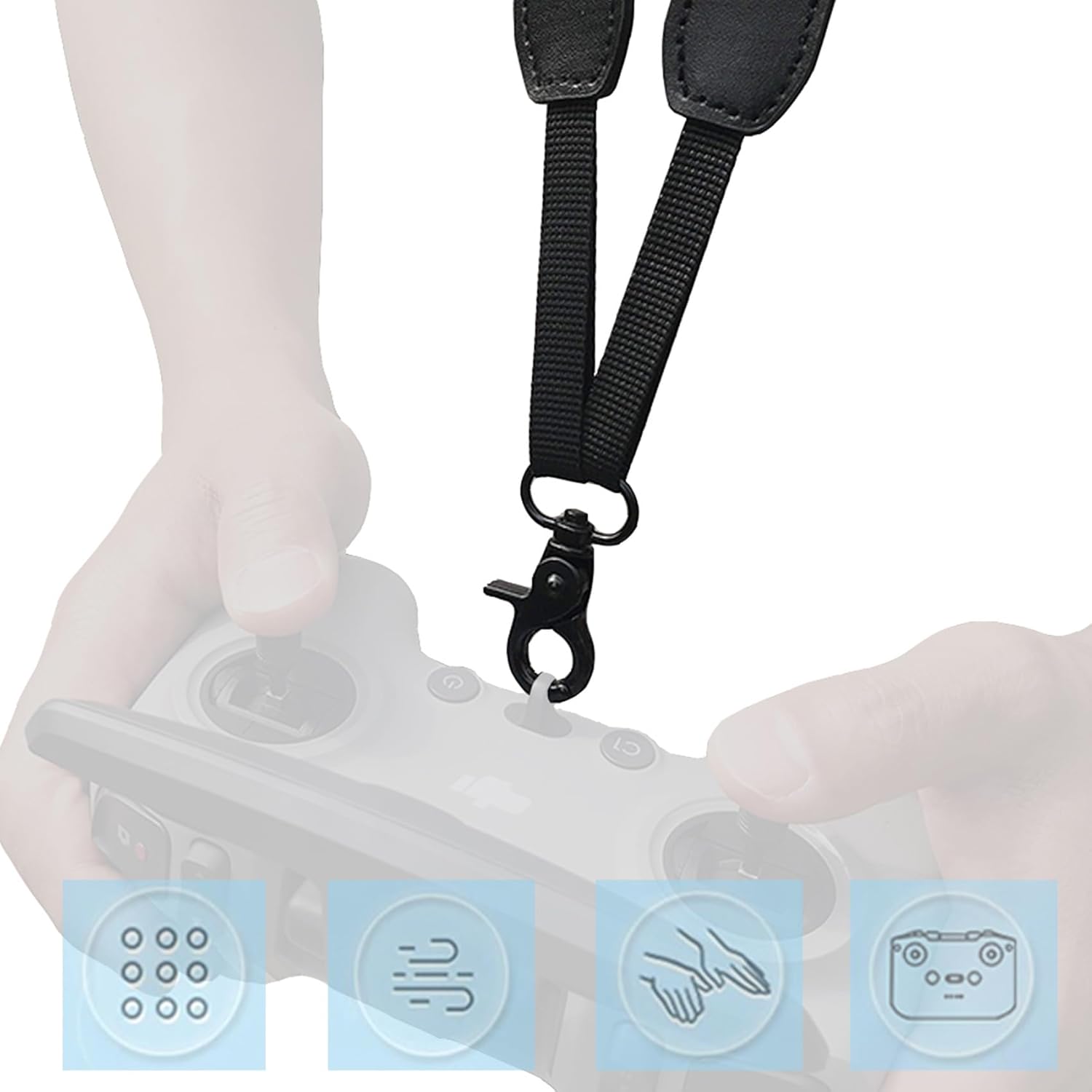 FPV Controller Lanyard Neck Strap and Remote Controller Silicone Cover for DJI FPV Combo Avata Remote Controller Accessories (Grey Cover + Lanyard)