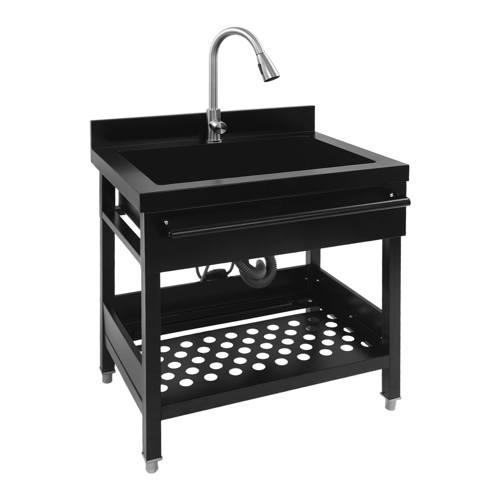 Edelstahl Spültisch Outdoor Spüle mit Entwässerungsrohre, Wasserhahn Freistehende Spüle 78 x 56 x 100cm Küchenspüle Bis 200KG Gastrospüle Spülbecken Waschbecken Küche für Badezimmer