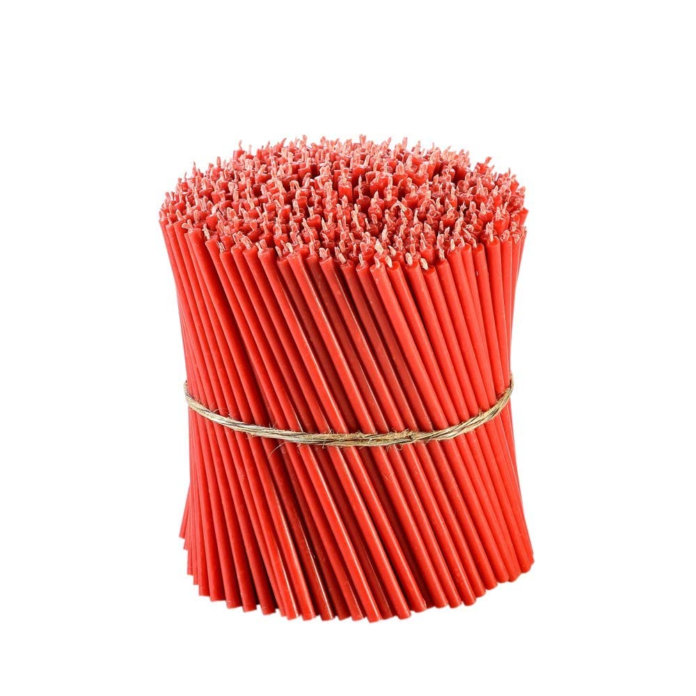 Danilovo Ritual - Velas de cera de abeja (rojo) - Velas ortodoxas para oración o decoración de mesa de boda - No tóxicas - Sin goteo - N140 - Altura: 16 cm, diámetro: 5 mm (50 unidades - 143 g)