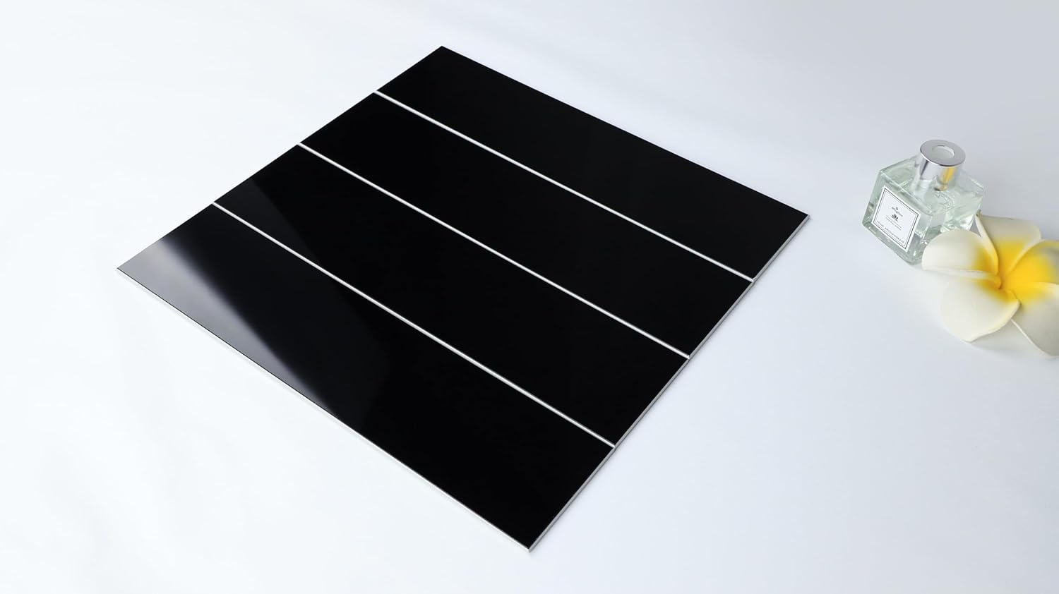 32-Piece Black Peel and Stick Backsplash Tiles, 3” x 12” Metro Glossy Subway Tile Self Adhesive Stick on Backsplash Wall Tiles for Kitchen Bathroom