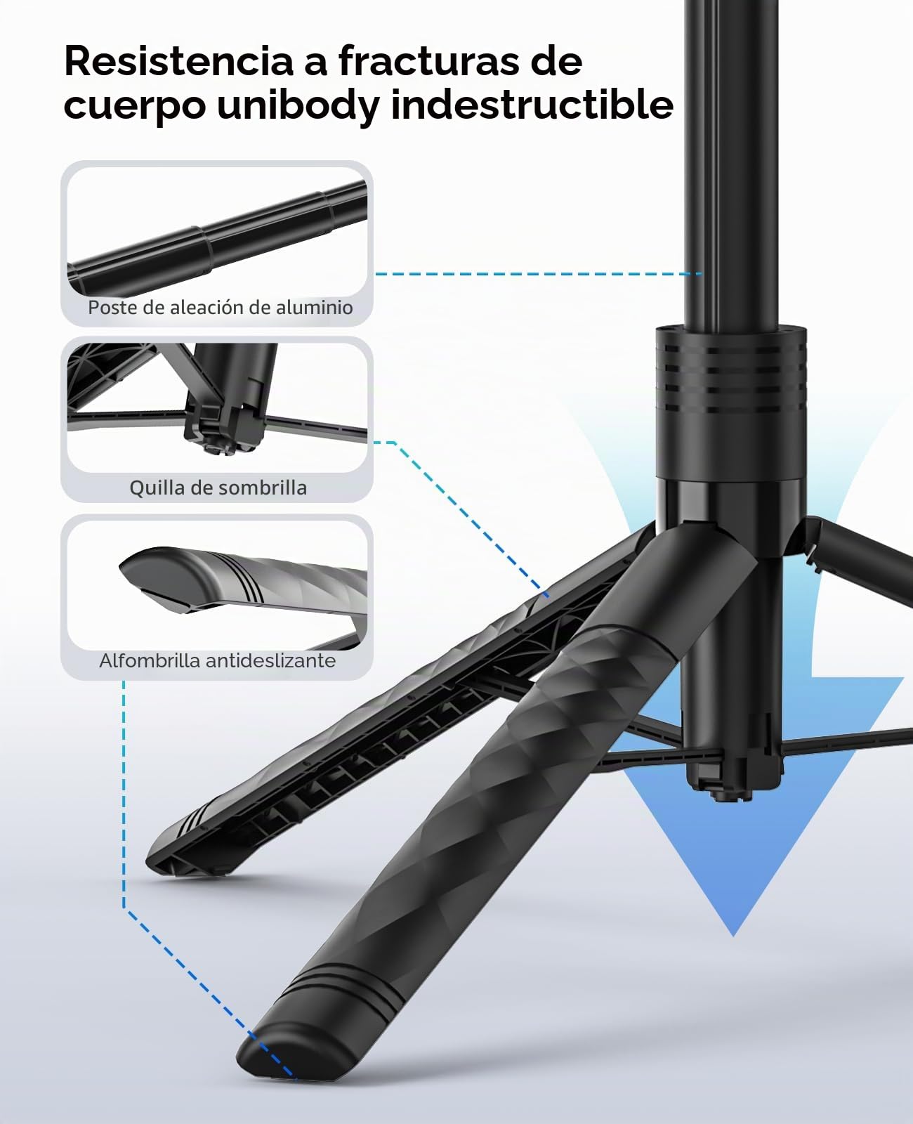 ORICO 175cm Trípode para Movil/iPhone, Palo Selfie con Mando Extraíble, Soporte para Móvil Giratorio e Inclinable 360°, Varilla Telescópica de Aluminio para Selfies Grupales y Vlogging