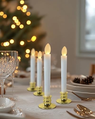 Miniatura 3 de 12 velas LED flotantes cónicas que funcionan con pilas, velas LED parpadeantes sin llama con blanco cálido, juego de velas flotantes mágicas, velas