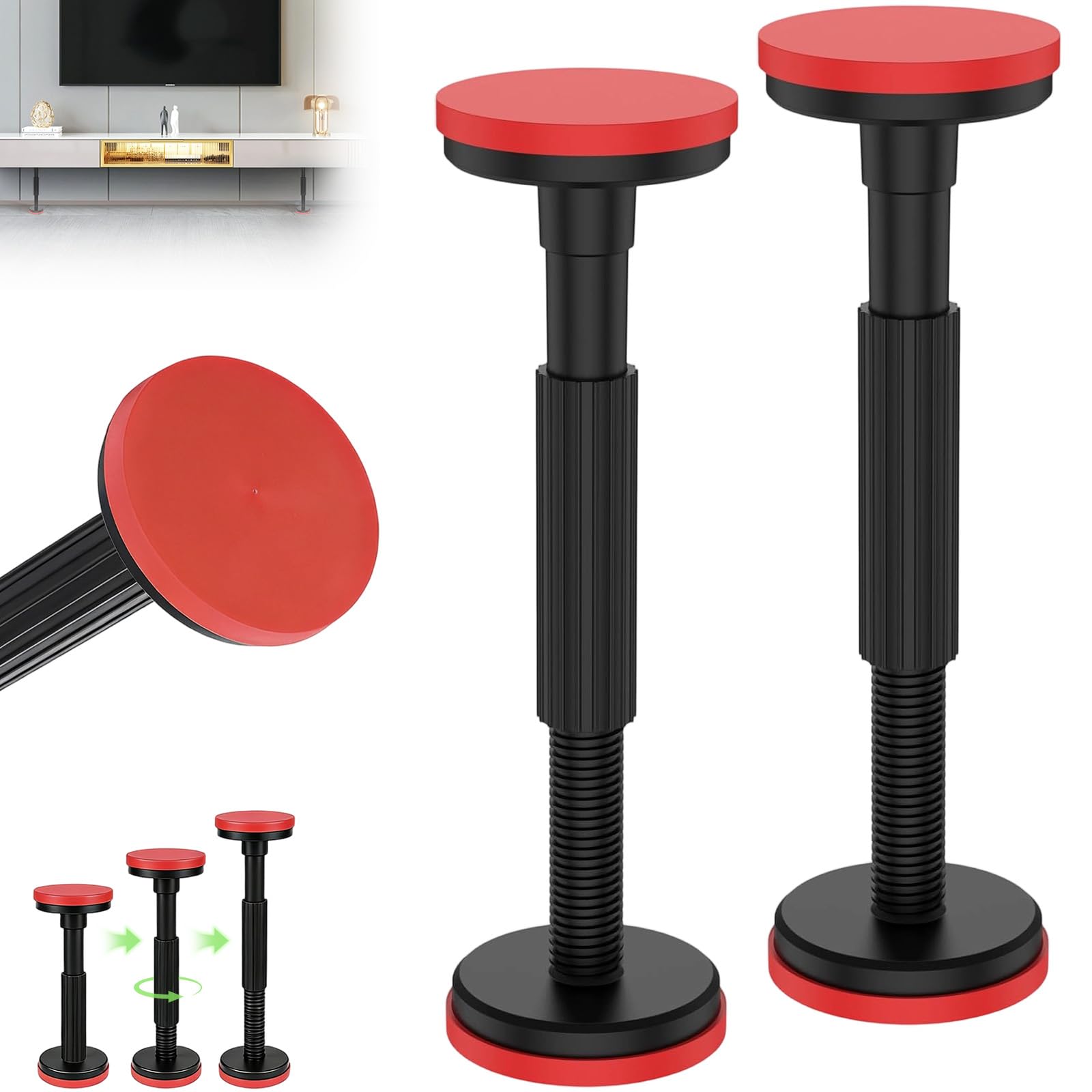 2 Varillas Puntales Telescopicos, Barra Aapoyo Extensibles Ajustable Nailon Alta Dureza Telescópica 18-45cm, Sistema Soporte Antideslizante Tercera Mano Hasta 200kg para Armarios Sofá Lavabo Muebles