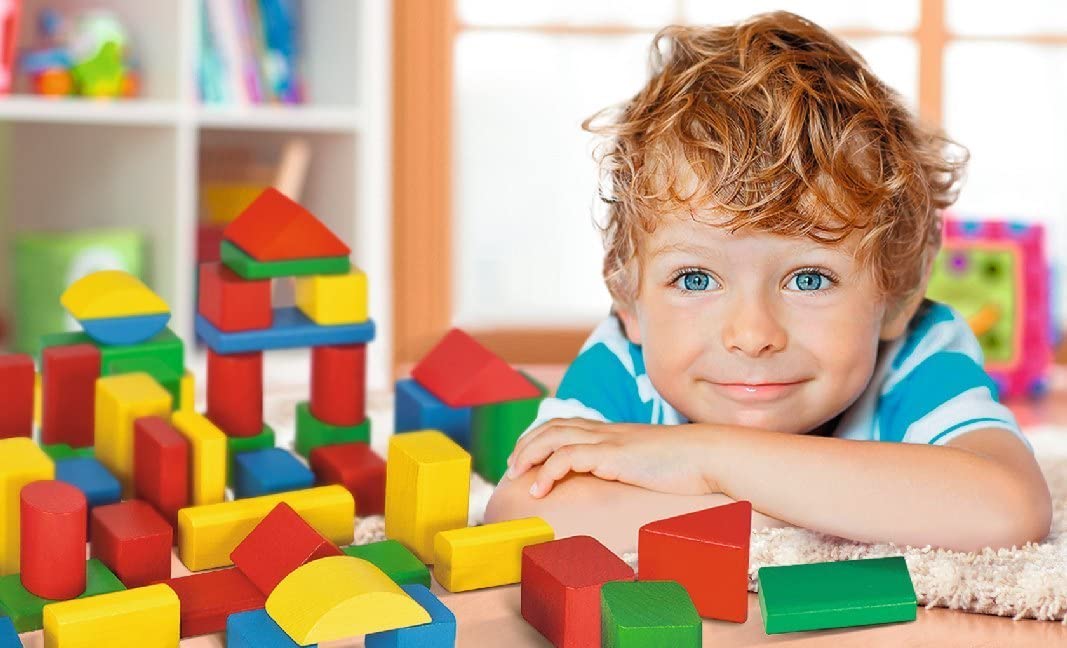 Eichhorn 100010171 100 bunte Holzbausteine in der Aufbewahrungsbox mit Kordel und Sortierdeckel, für Kinder ab 1 Jahr – Ansicht 2