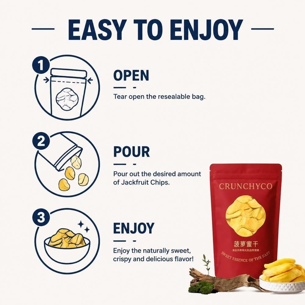 Getrocknete Jackfrucht-Chips, 250 g, knuspriger Fruchtsnack