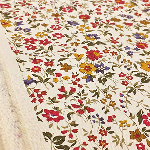 リバティ風 花柄 生地【レッド】ツイル リバティのようなかわいい小花柄の綿プリント生地 布 布地 手芸【1ｍ単位】