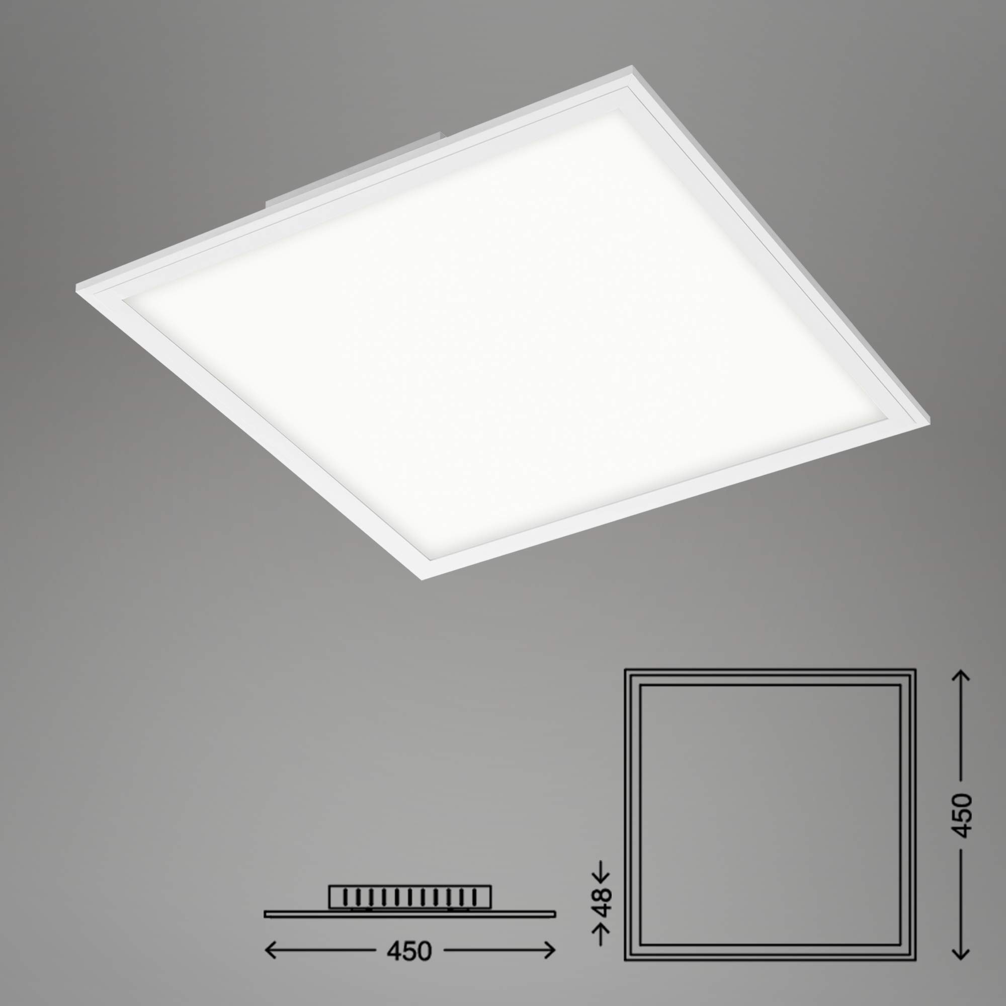 Briloner Leuchten Pannello LED, plafoniera con funzione dimmer, lampada a soffitto con telecomando e regolazione della temperatura del colore, 2.400 lumen, colore bianco, 45x45 cm