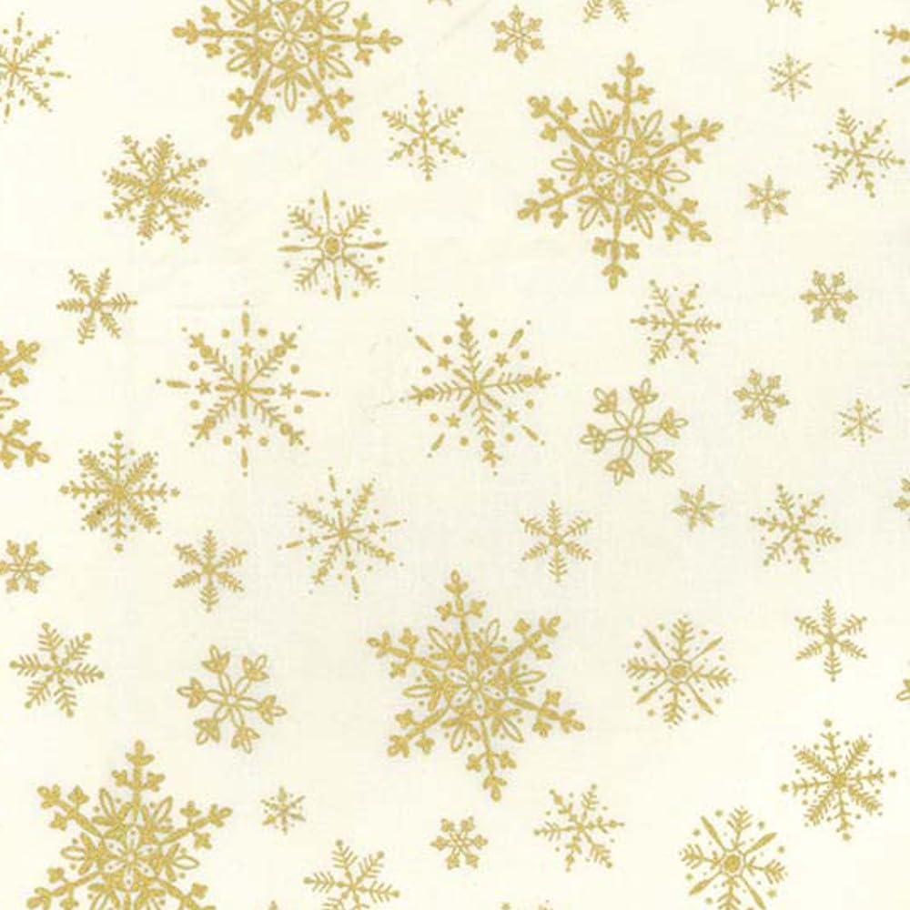 Oh Sew Crafty Limited Cream 100% Cotton Fabric Rose & Hubble Christmas Party Stars 135Cm Wide (Price Per Meter) (Cream)