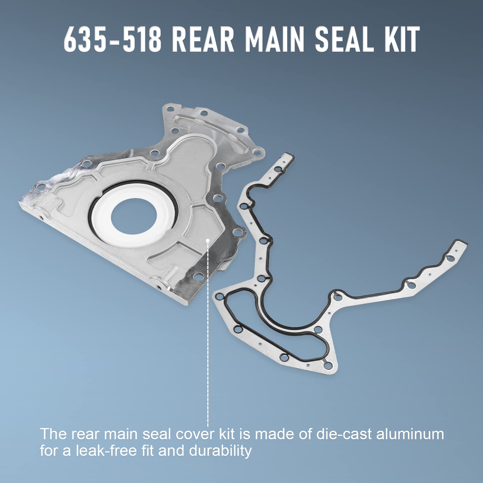NewYall Engine Rear Main Seal Cover Crankshaft Seal And Cylinder Oil Pan Gasket For Chevy Avalanche Silverado Express Suburban GMC Savana Sierra Yukon Cadillac Escalade 5.3 5.7 6.0 LS1 LS2 LS3