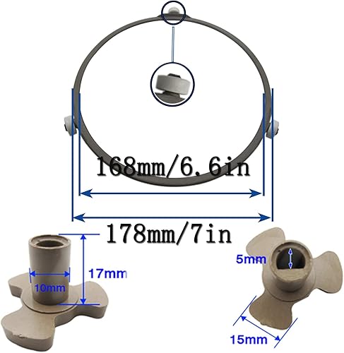 Miniatura 4 de Small Microwave Glass Plate, Microwave Oven Cooking Tray with Ring and Coupler, Flat Turntable Plate Replacement, Circular Glass Turn Table Top