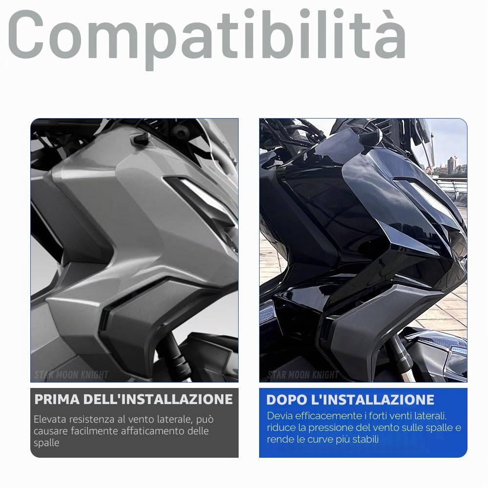 ADV350 2022-Leg Deflexector per Honda ADV 350 accessori laterali decorativi deflettori antivento rivestimento (nero lucido)