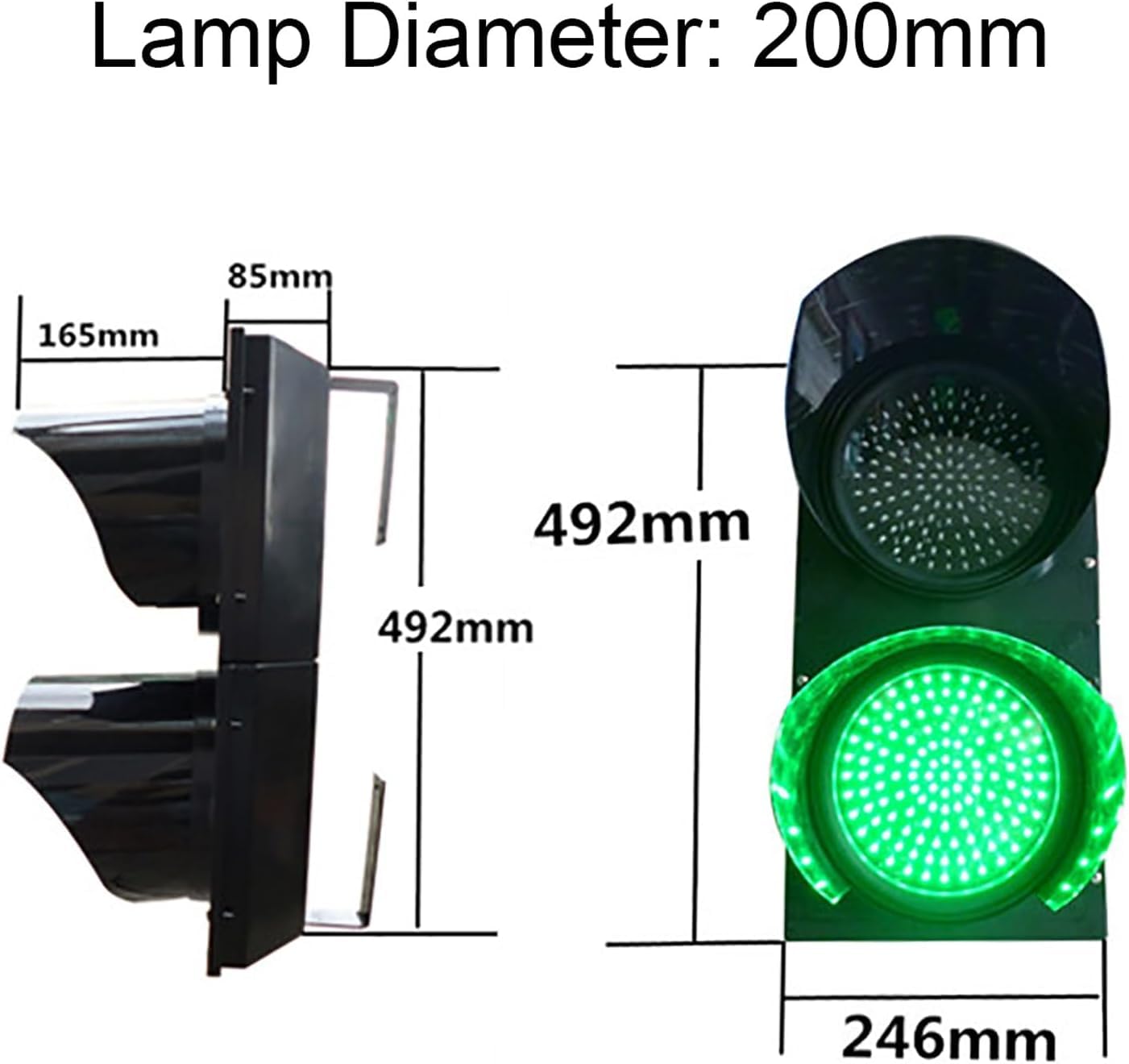 Segnali stradali a 160 LED, segnale di blocco a 2 luci, luce rossa/verde, stop and go, luce industriale da 200 mm (8 pollici), for strade, caselli autostradali, banchine di attracco(Manual Control,12v