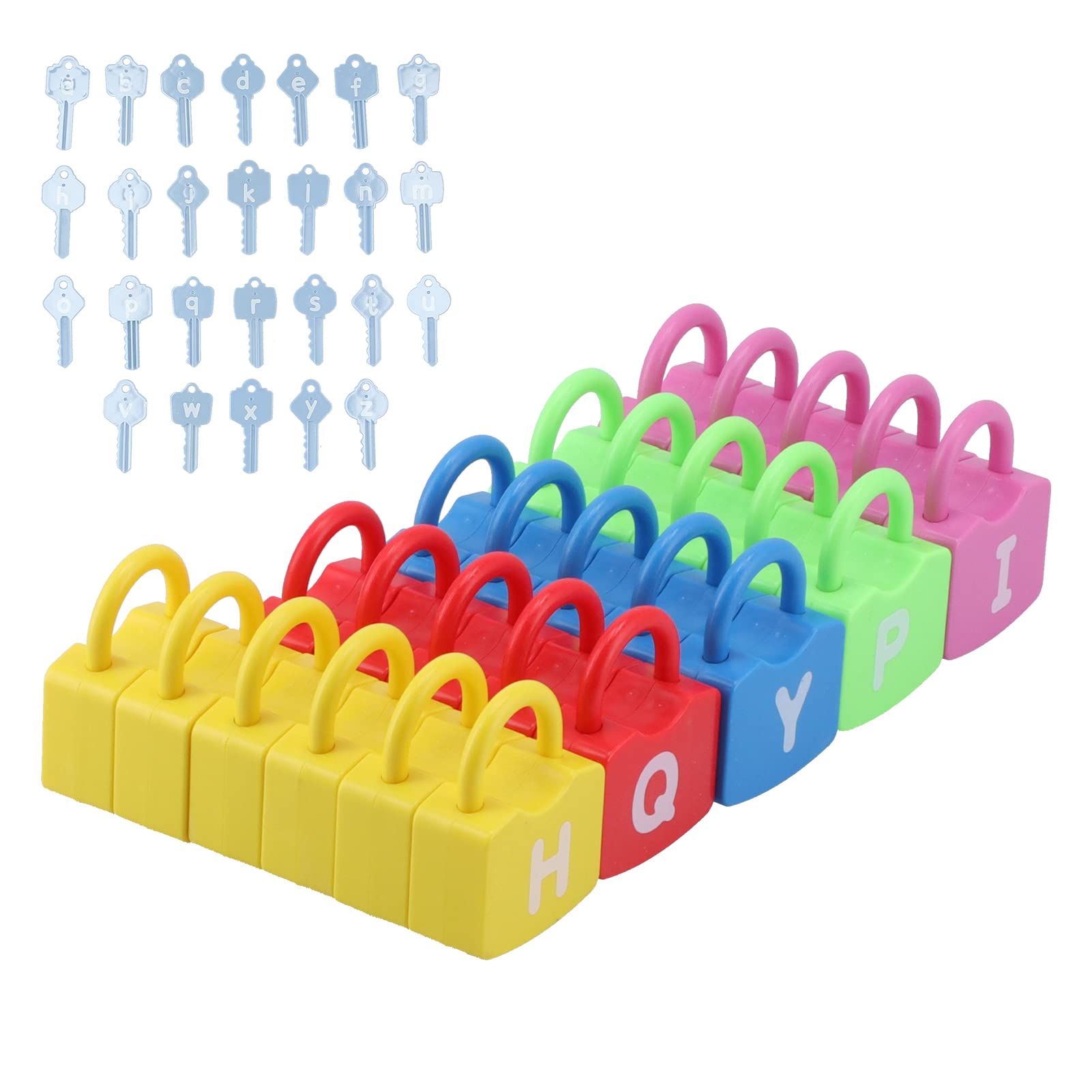 Hamwesh Learning Locks Alphabet Toys, Color Alphabet and Numbers Learning and Matching Montessori Educational Toys, Sensory Fine Motor Skills Development with Matching Keys for (Letter unlocking)