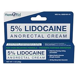 HemRid Maximum Strength Lidocaine Cream for Pain Management. Fast-Acting Hemorrhoid Solution with 5% Lidocaine. Instant Anal Itch and Numbing Effect