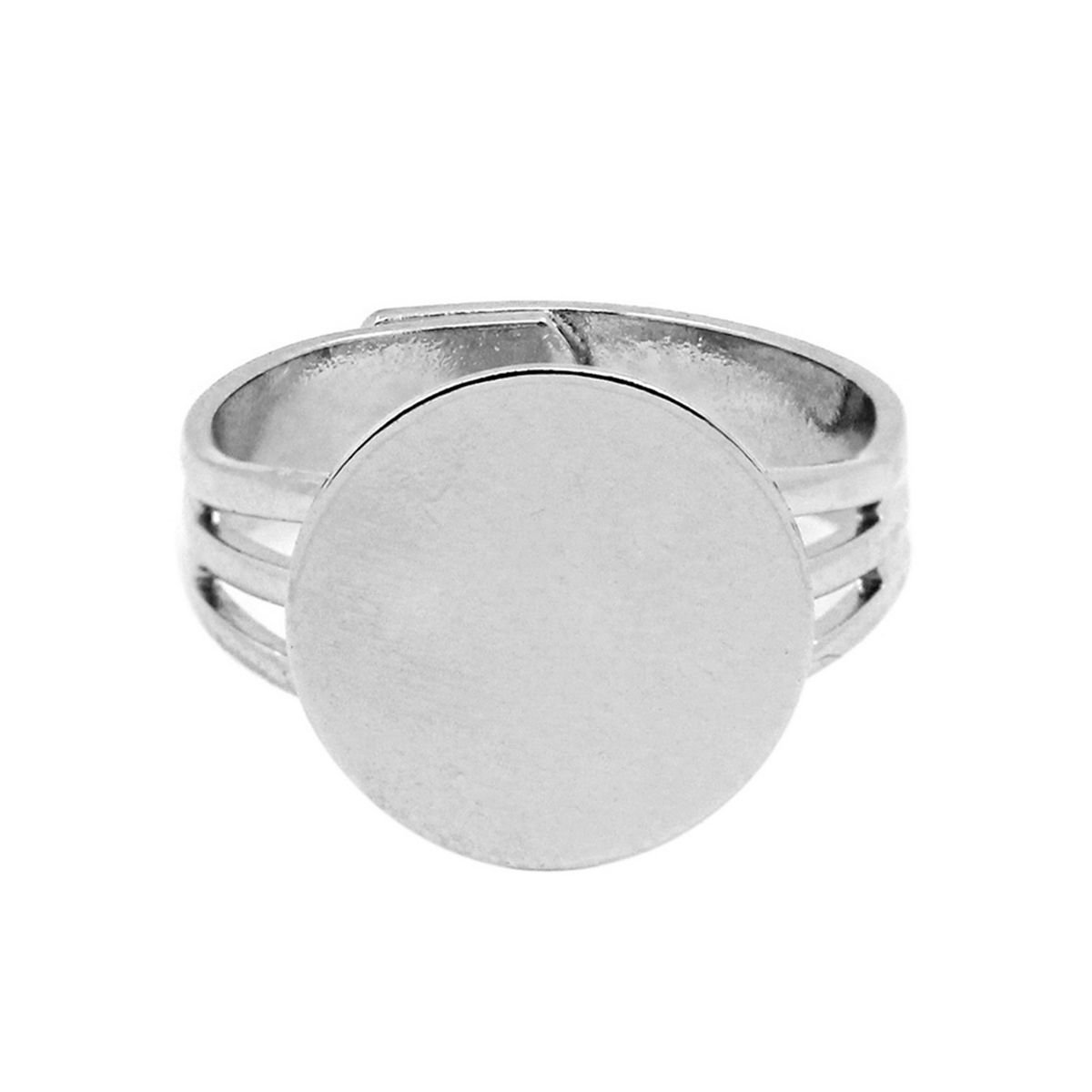 HOUSWEETY 10 Supports de Bague Reglable Plateau Rond Couleur Moins Brillant 18mm
