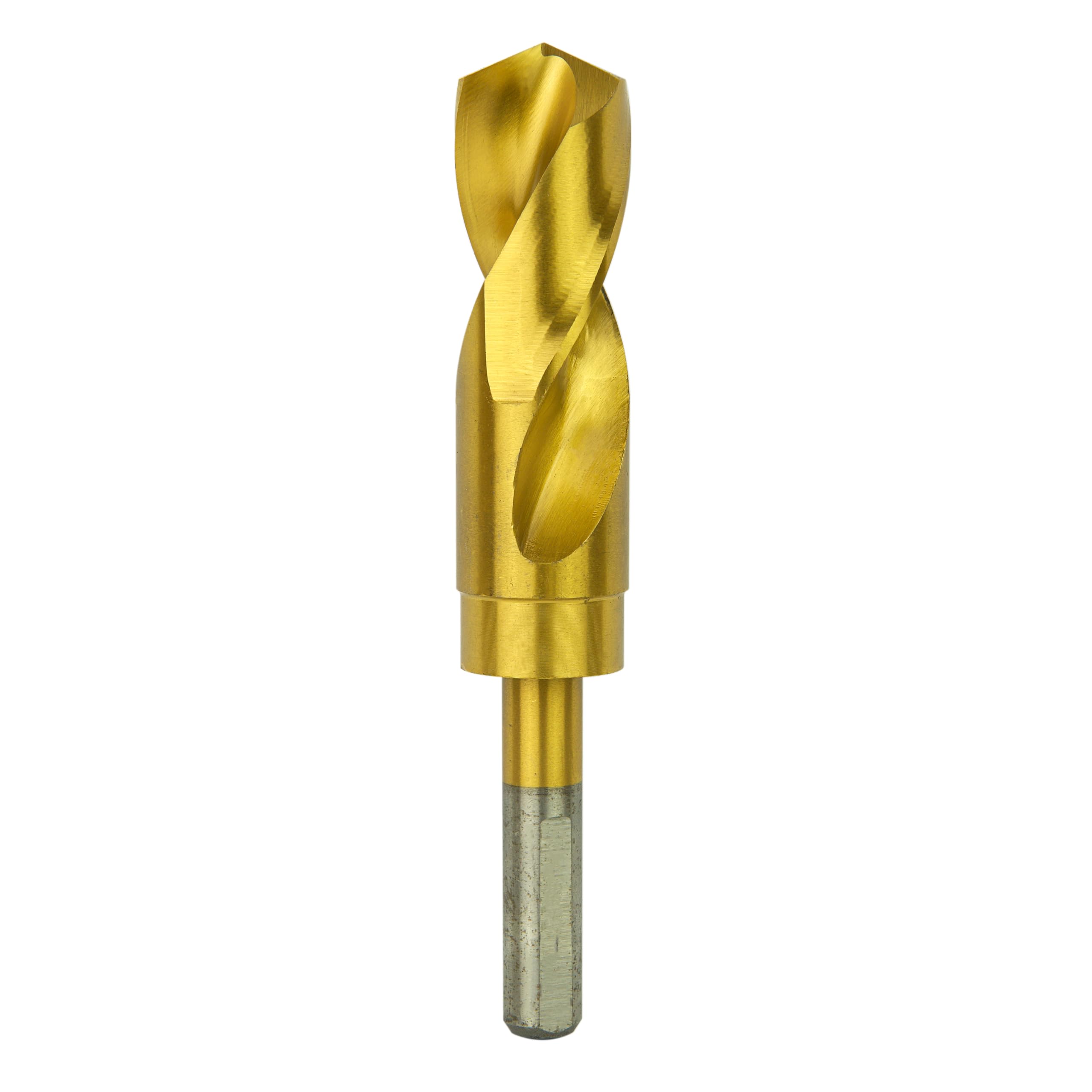Greycore Tools 1-1/16 Inch Reduced Shank Drill Bit, 1/2" 3-Flat Shank, High Speed Steel with Industrial Titanium Coating, Drill Bit for Steel, Iron,