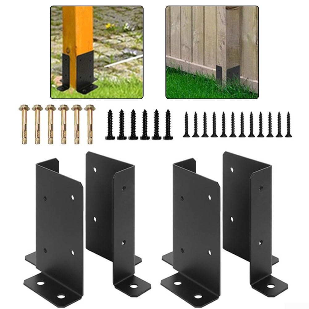 Set di 4 staffe di base regolabili per pali e ponti in legno, supporti di fissaggio in metallo per cassette postali e pergolati con fori e viti preforati