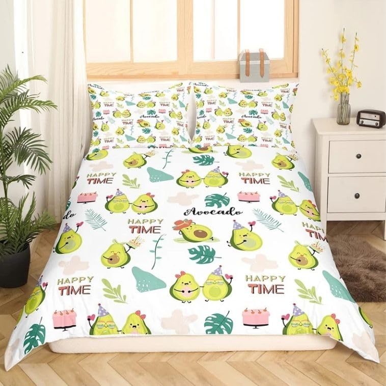 Funda nórdica de aguacate para cama 90 de microfibra suave con funda de almohada