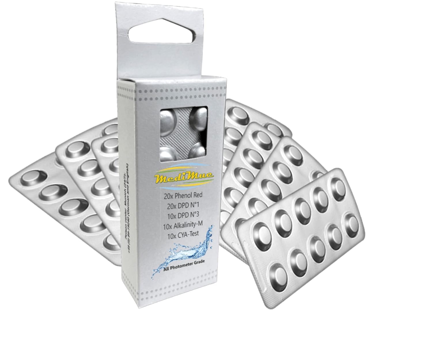 MediMuc Special Edition : PoolLAB® Version 1.0 Testeur d'eau électronique 13 en 1 avec 70 comprimés de test et pack de recharge supplémentaire