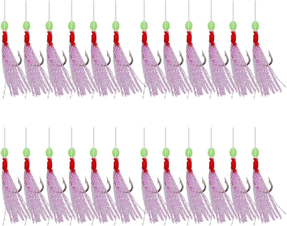 4 Packs 24 Hooks Pre tied Sea Fishing Rigs Fishing Feathers Sea Feather