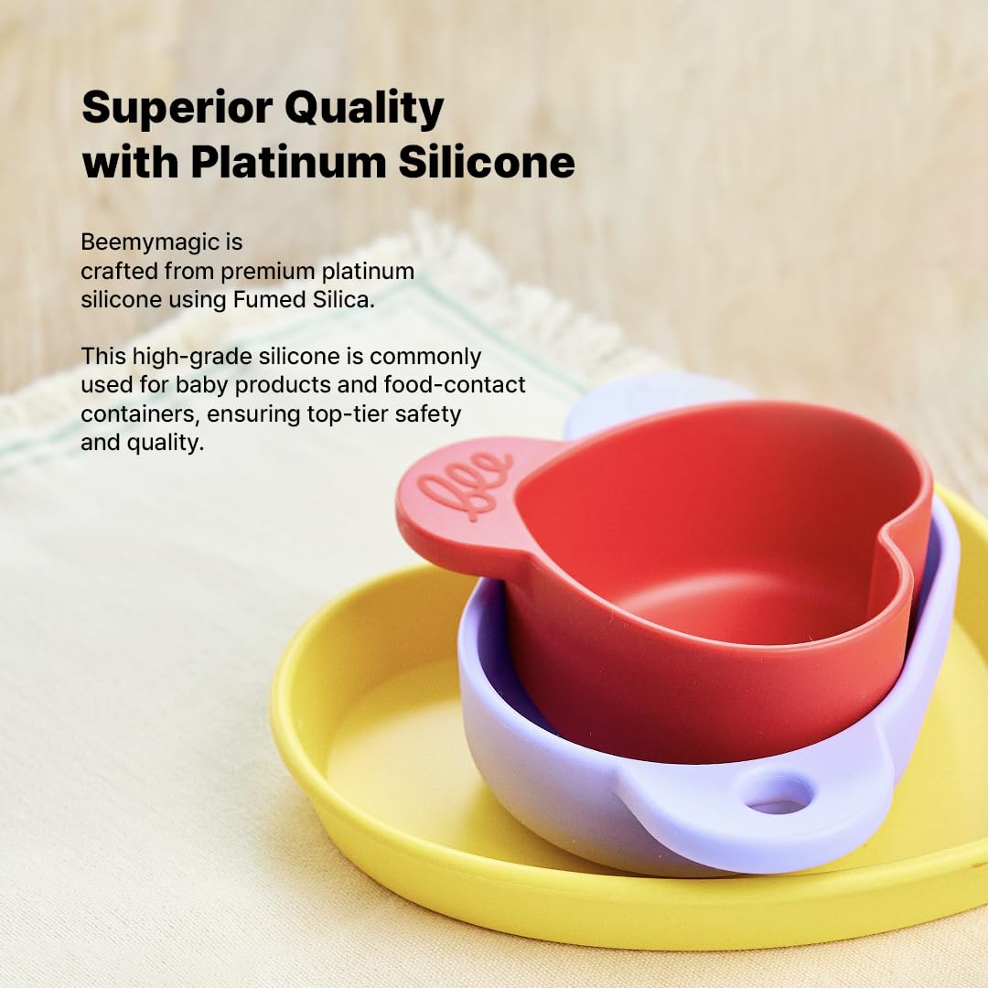 Beemymagic Oval Baby Bowl - 17oz Platinum Silicone Toddler Food Dish In Light Purple