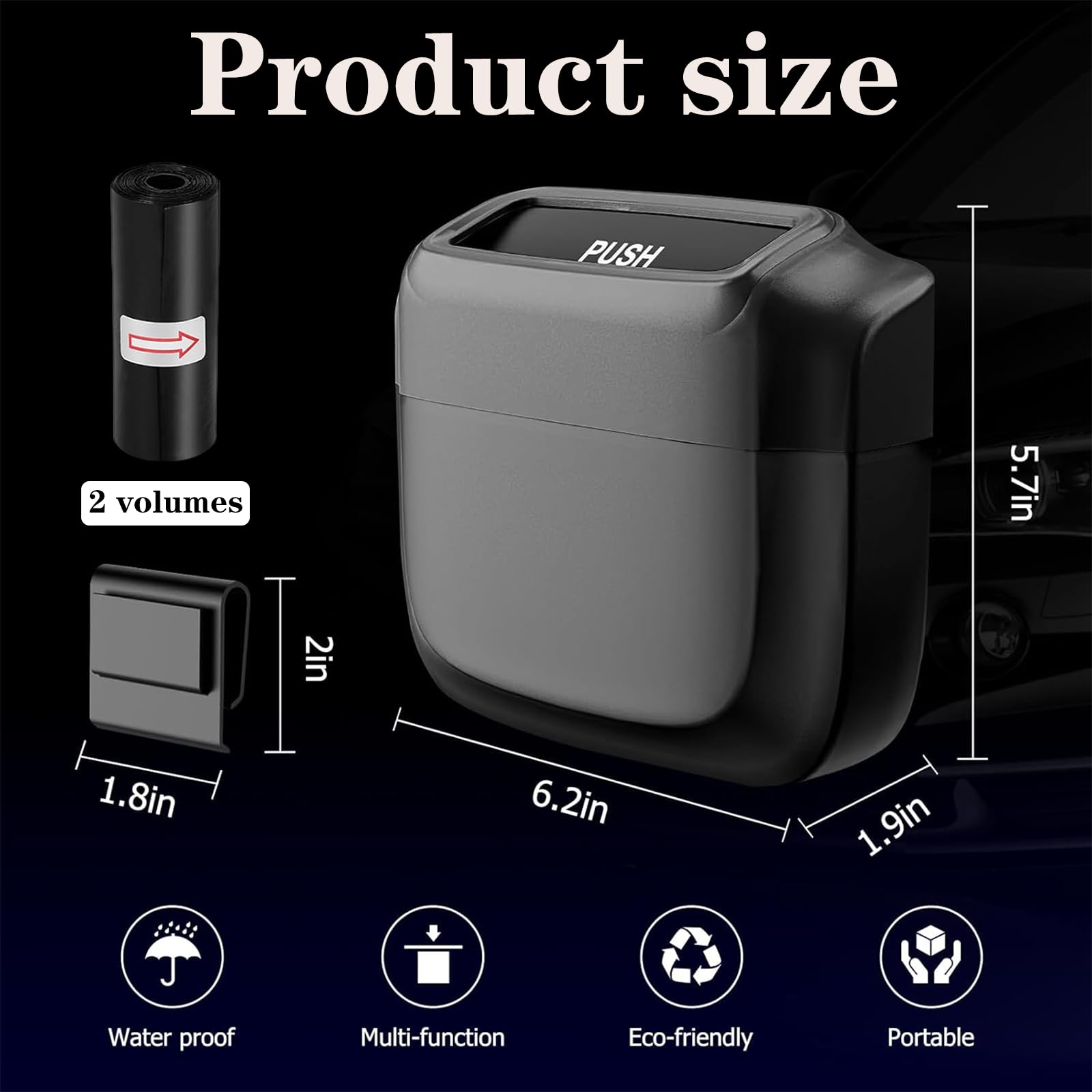 Pattumiera Per Auto Con Coperchio - Mini Cestino Montabile - Con Sacchetti Integrati - Nero - Foto 11