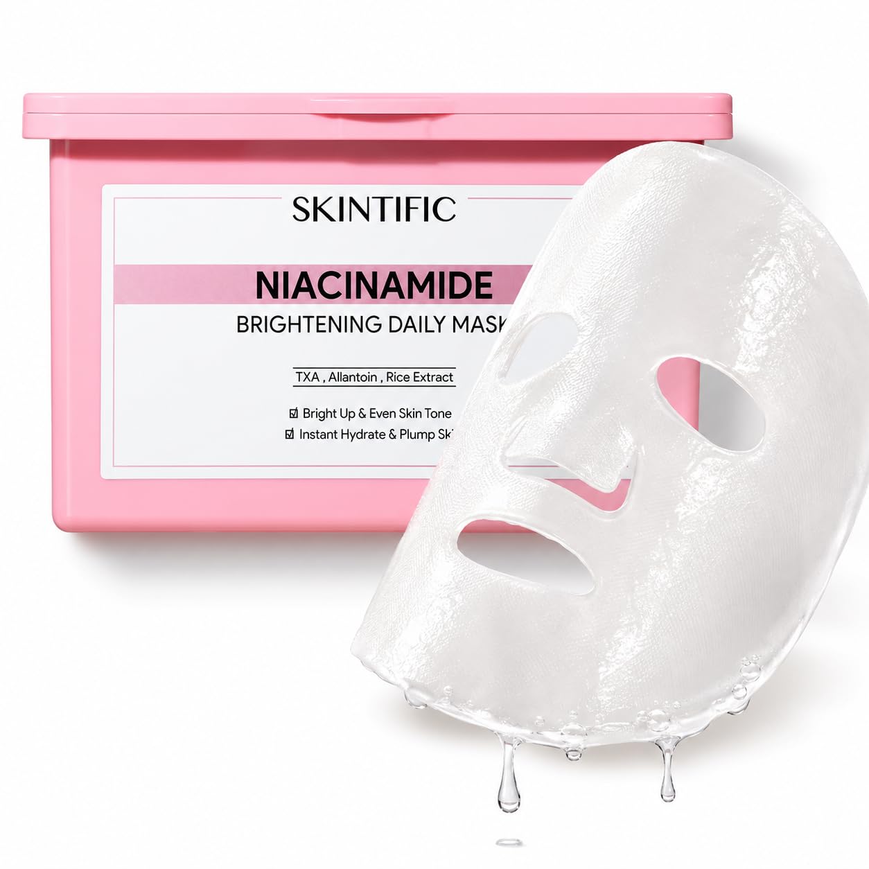 SKINTIFIC US STORE SKINTIFIC Niacinamide Daily Sheet Mask with Tranexamic Acid & Rice Extract