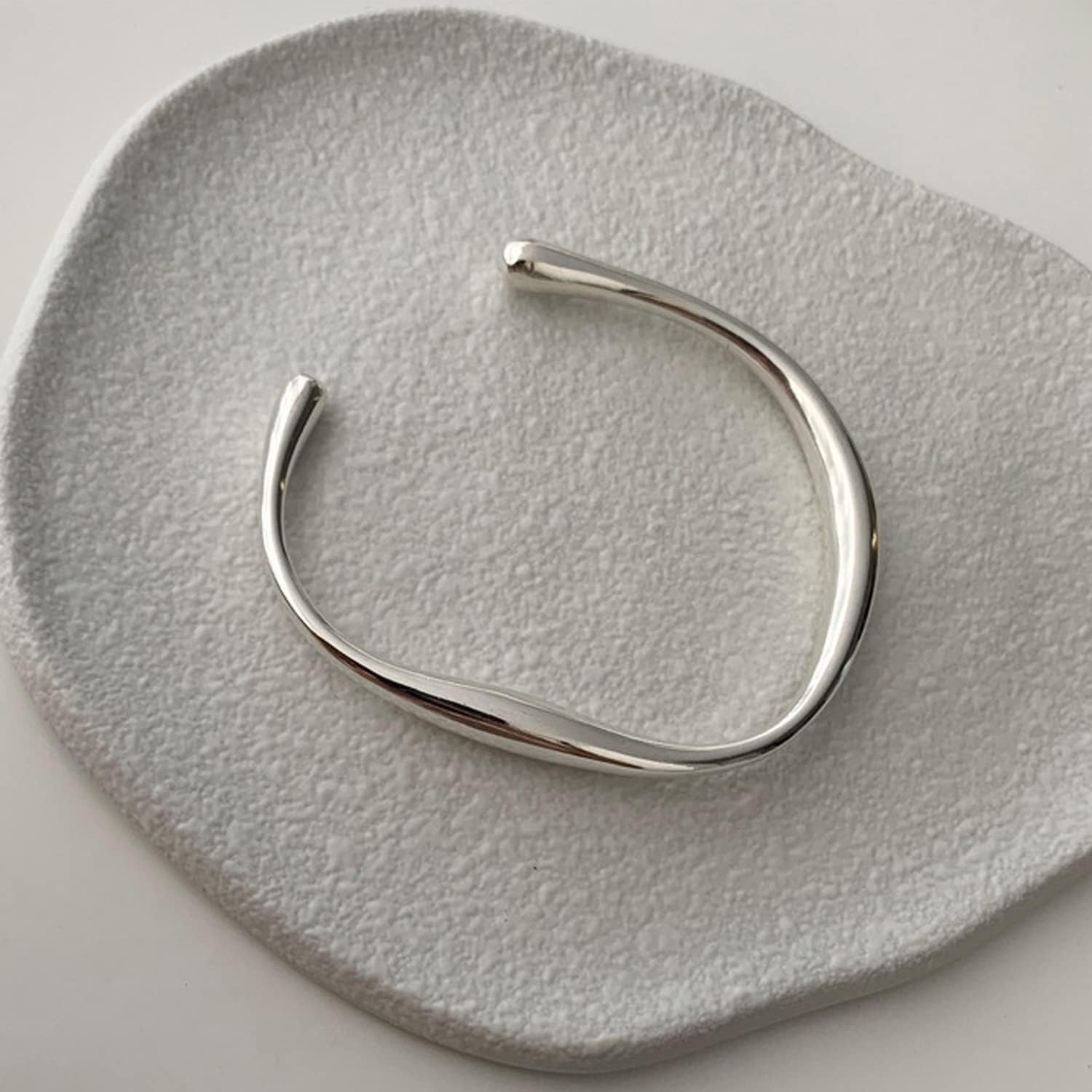 925 Sterling Silver Bracelets Open Adjustable Bangle Bracelet Teardrop Water Drop Cuff Bangles for Women - Image 4