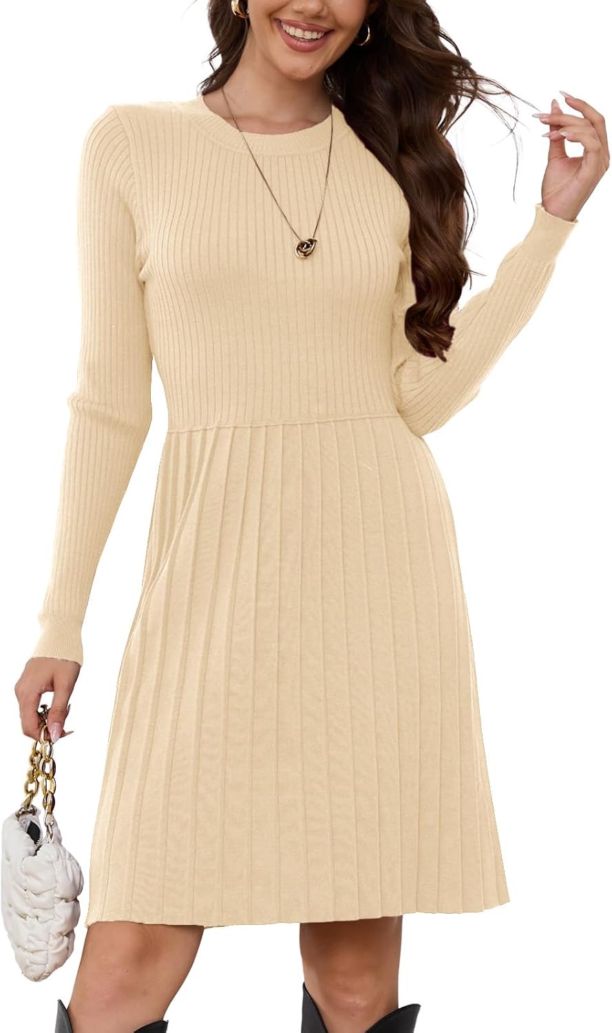 Jayscreate Women's 2025 A-line Suede Dress Pocket Mini V Neck Elegant Long Sleeve Spring Fall Winter Short Dress