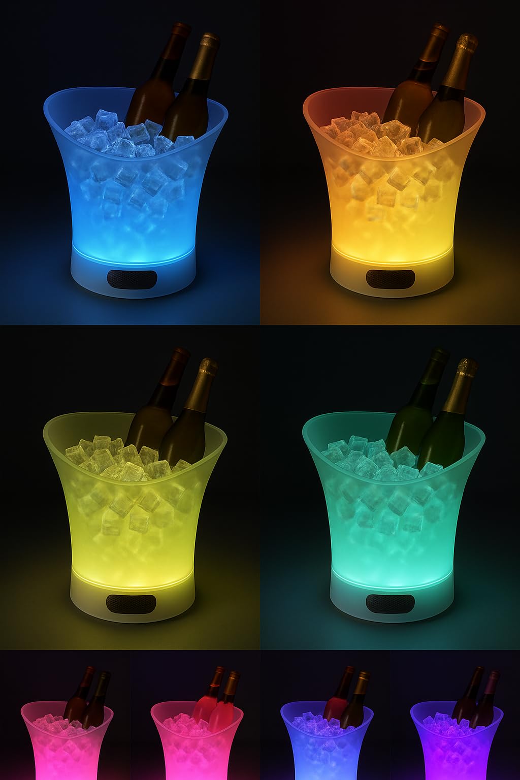 Generico Secchiello Ghiaccio LED Multicolore con Speaker Bluetooth 5L, Portatile, Impermeabile – per Vino, Champagne, Birra – Ideale per Feste, Barbecue, Eventi