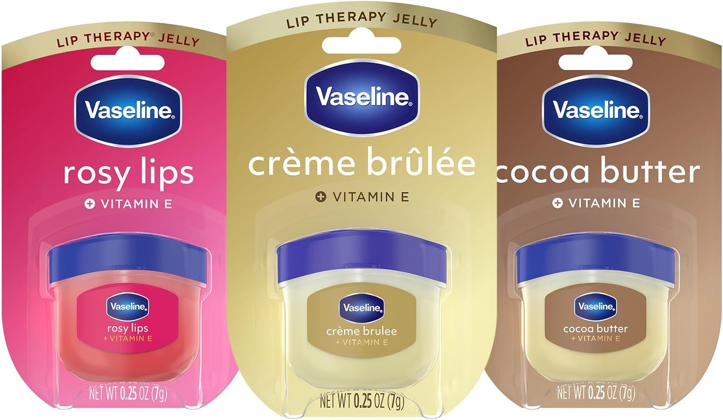 Lip Therapy 0.25 Oz 3 Pack Bundle - Creme Brulee, Rosy Lips & Cocoa Butter