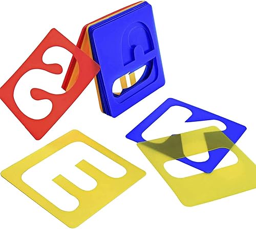 Miniatura 12 de TecUnite Juego de 26 plantillas del alfabeto de plástico para pintar y aprender, decoración de manualidades (3.0 x 3.0 in)