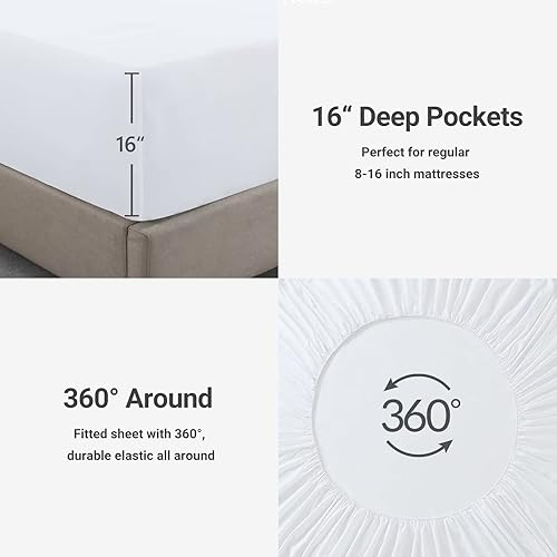 Miniatura 4 de Juego de sábanas tamaño individual, juego de sábanas de lujo de 1800 hoteles con bolsillo profundo de hasta 16 pulgadas, tela de microfibra doble