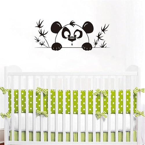 Miniatura 8 de Calcomanías de pared de panda y bambú, calcomanías de PVC extraíbles de 9 x 22 pulgadas para guardería, habitación de niños o sala de juegos, lindo