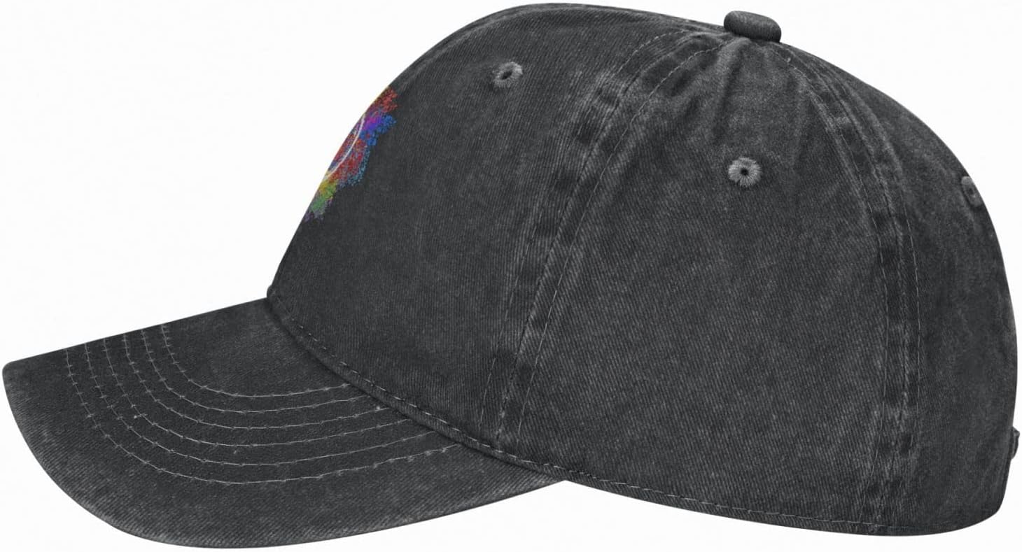 Hippie Symbol Peace Distressed Adjustable Washed Denim Mens Dad Trucker Hat Baseball Ball Cap for Men - Image 3
