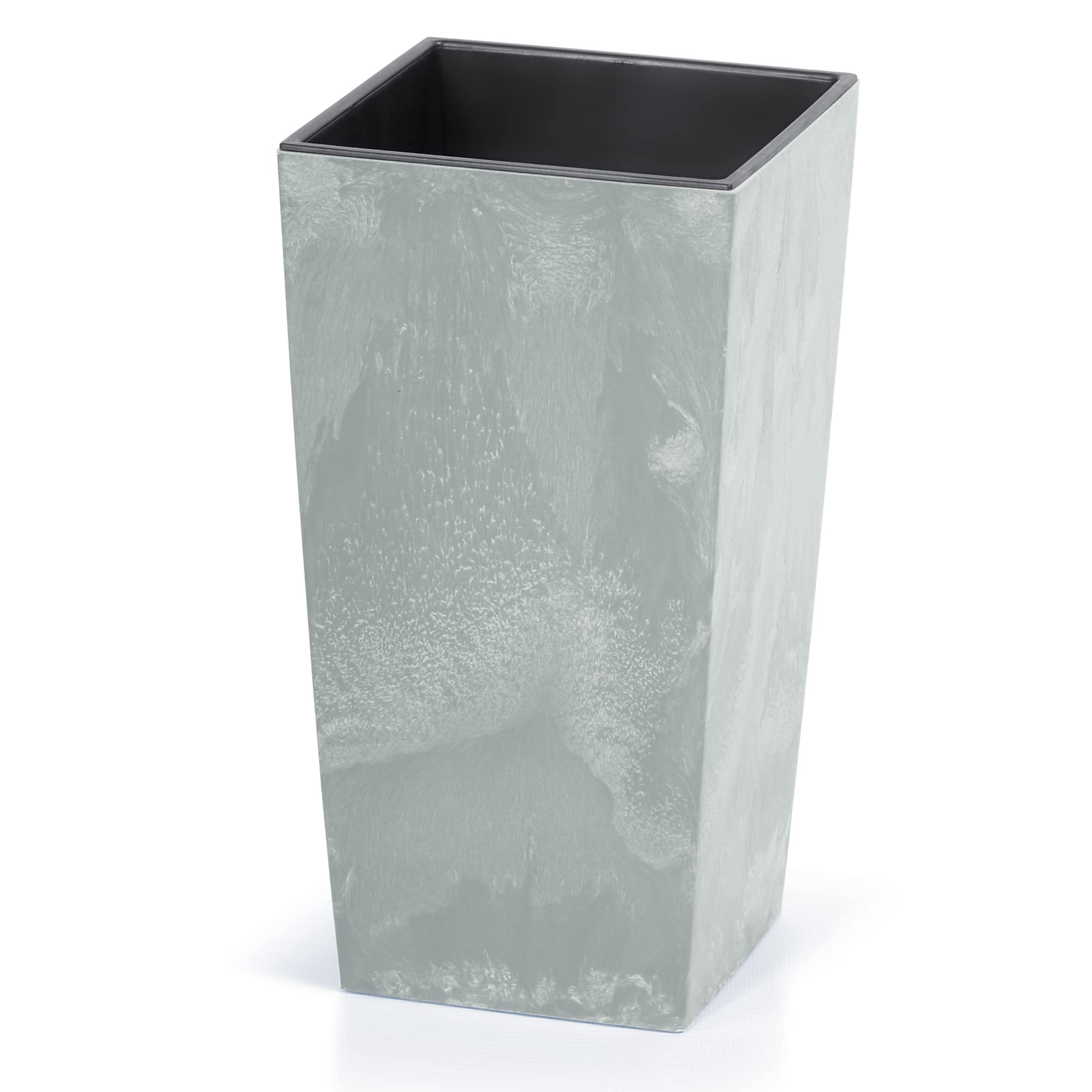 Urbnliving Grey Tall Short Concrete Effect Flower Plant Pot Indoor Outdoor Garden Planters (1, Tall Square)