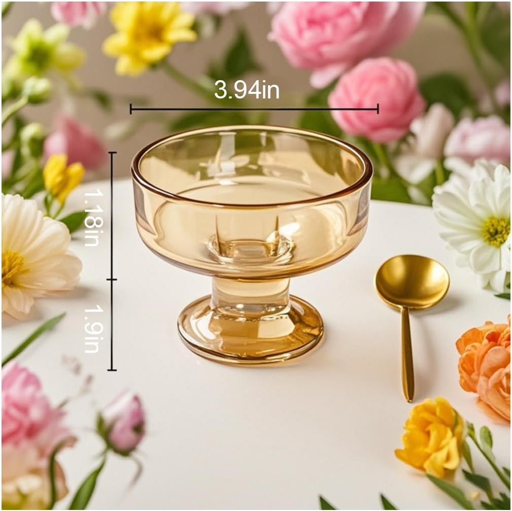 6-Piece Mini Footed Glass Ice Cream Bowls Versatile Dessert Bowls and Cups Suitable for Party Scenarios Such as Desserts Fruits Nuts Cocktails 6.3 oz (amber) - Image 7