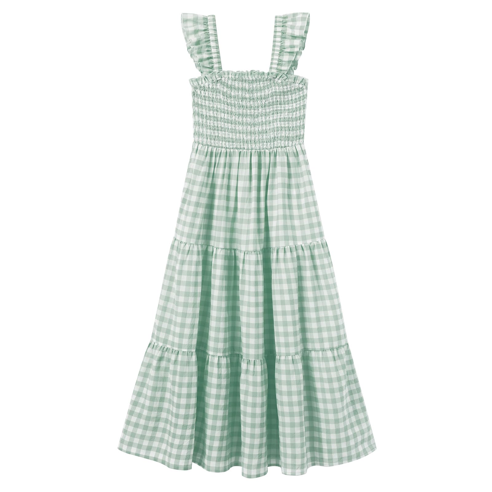 Robe d'été maman et moi en ligne A à volants smockés et manches flottantes légères - 8