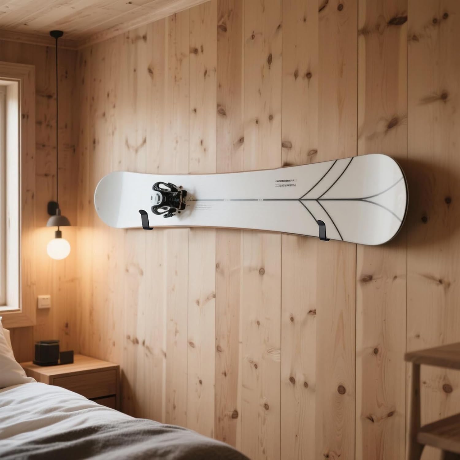 4 Pack Snowboard Hooks - Snowboard Wall Rack Storage and Display for Garage