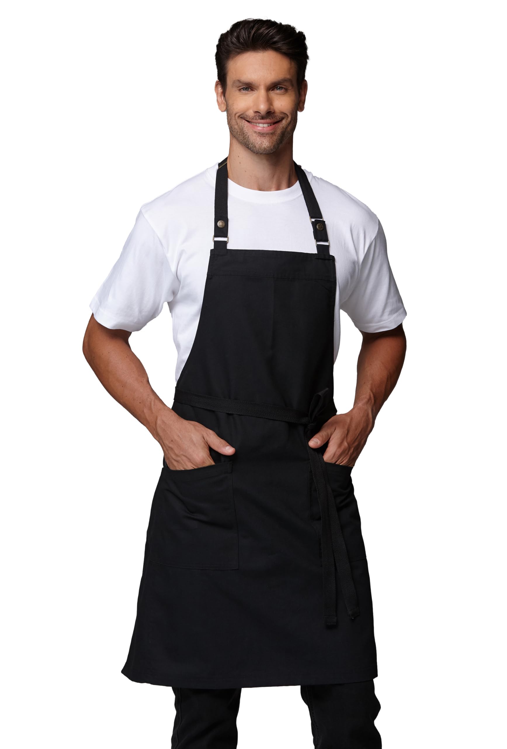 Delantal de cocina ajustable con bolsillos, duradero, impermeable, delantales profesionales para hombres y mujeres, 4251GB