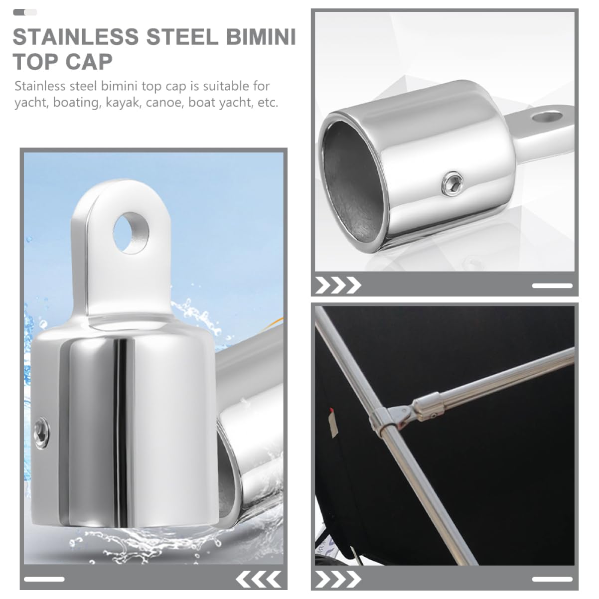 BESPORTBLE 4 Pièces Parties Supérieures du Bimini Accessoires De Bateau Hauts pour Bateaux Chapeaux D'auvent De Yacht Tops Économiseur De Traverse Charnière Marin Acier Inoxydable Silver