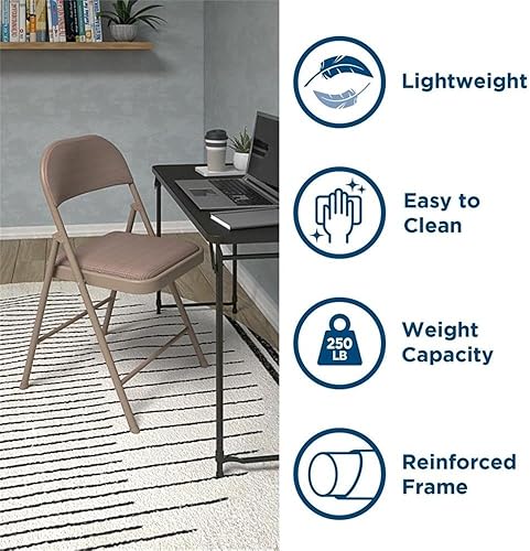 Miniatura 5 de Cosco Silla plegable de tela SmartFold en lino antiguo (paquete de 4)