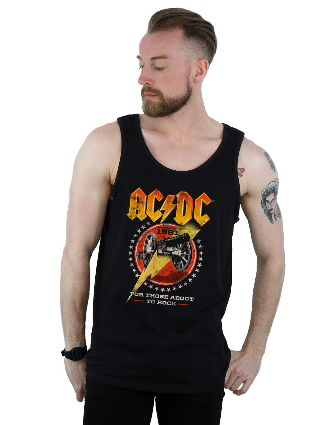 Absolute Cult Men's Black Ac/Dc For Those About To Rock 1981 Vest XX-Large