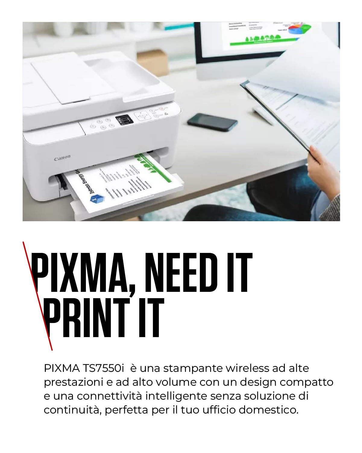 Canon PIXMA TS7550I Stampante Multifunzione Wi-Fi Alimentatore Automatico 35 fogli Stampa Smartphone