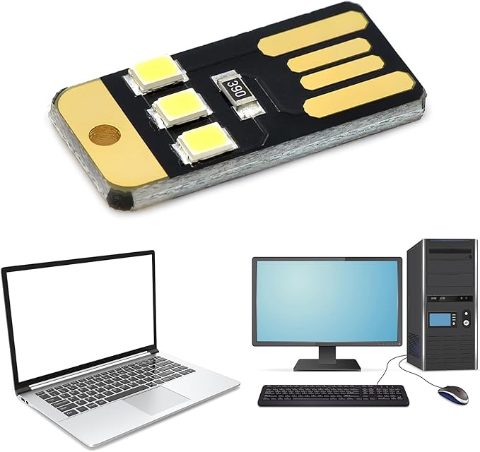 SYJHHWGS 5Pcs Pocket Card USB Power LED Keychains Night Light 0.2W USB LED Bulb Book Light for Laptop PC Powerbank photo 2