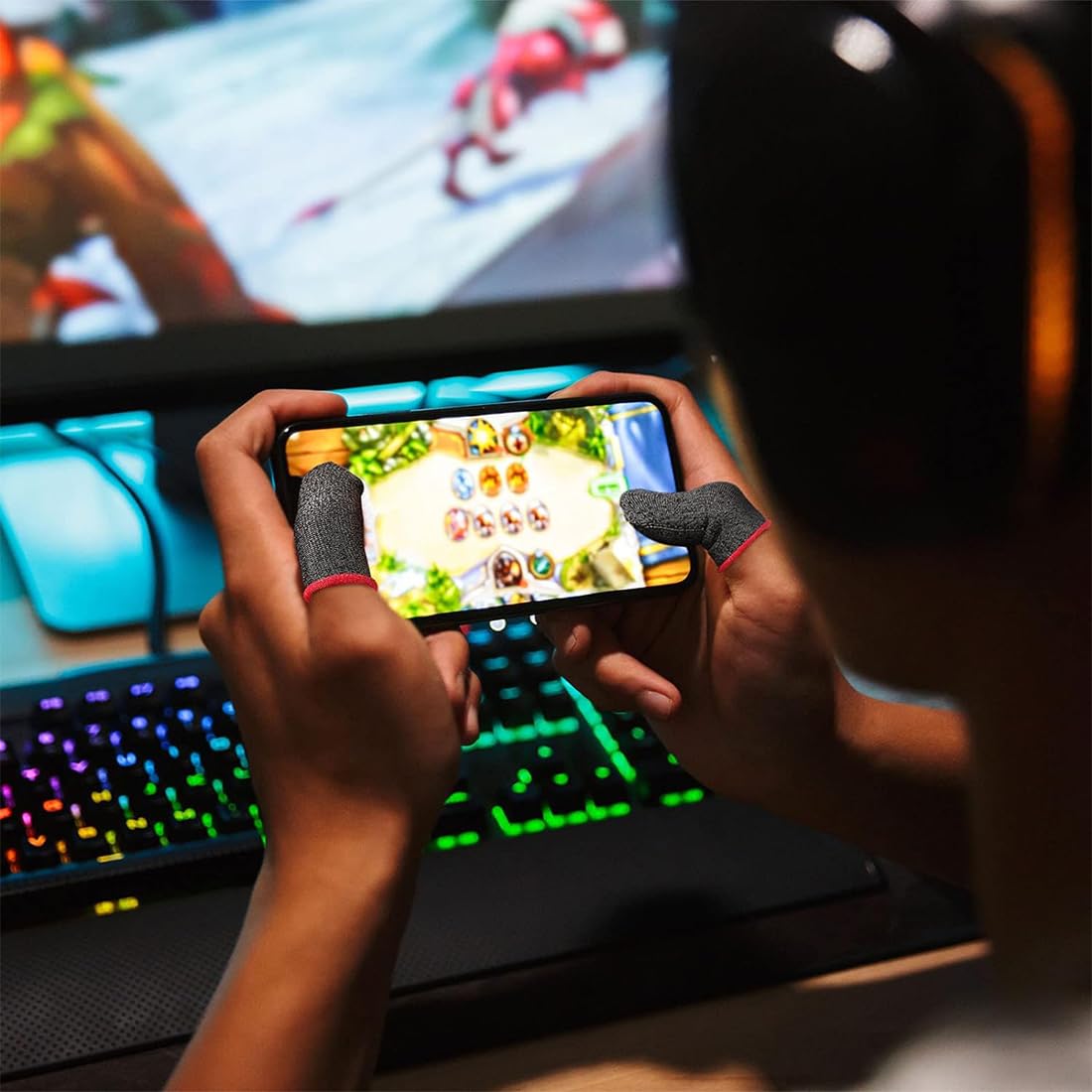 Fundas Para Dedos Gaming – 40 Piezas De Fibra De Carbono, Antideslizantes Y Transpirables Para Pantallas Táctiles